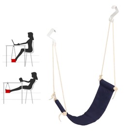 Foot Hammock Under Desk Footrest, Adjustable Office Footrest, Foot Hammock Breathable Adjustable Portable Under Desk Foot Rest Swing for Office Home(Blue)