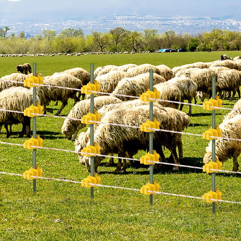 BEIYI 25 Pcs Yellow Rod Post Insulator, Electric Fence Insulators
