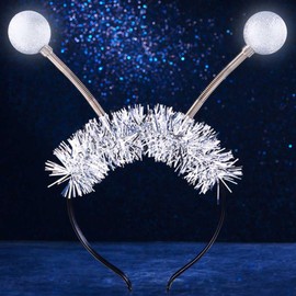 DRESBE Light Up Alien Headband LED Space Headbands Glow Antenna Hair Accessories for Girls (Silver)
