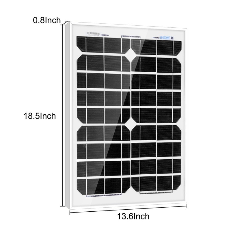 ACOPOWER 12V 20W 5A Solar Charge Kit,20W Monocrystalline Solar Panel