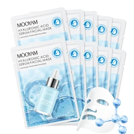 Hyaluronic Acid Serum Face Mask Sheet Hydrating Deep Moisturizing Daily Facial Masks Skincare Hydrating Solution for Dry Skin -All Skin Types (10 Pack)