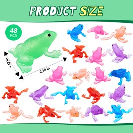 Jenaai 48 Pcs Mini Frog Toys Colorful Rubber Frogs Passover Frog Realistic Jumping Frogs Soft Stretchy Vent Stress Frog Party Favors for Passover, Home Decor, Photography Props, Goody Bag Fillers
