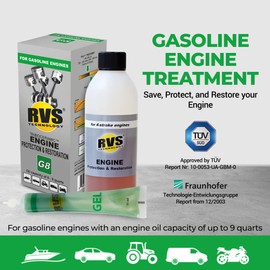 RVS Technology G8 Engine oil Treatment. for Gasoline Engines with an Motor Oil Capacity up to 9 quarts. Boost Power and Safely Restore and protect your Car, Truck, Motorcycle and all other engines