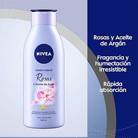 NIVEA Crema Corporal Humectante Senses Rosas y Aceite de rgan (400 ml), 24 horas Humectacin Profunda y rpida absorcin delicado aroma a rosas para...  