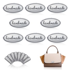 TXIN 8 Pieces Metal Handmade Labels with Shim Multi-Color Oval Shape Alloy Hand Made Tags Signs for DIY Crafts Hardware Bags Sewing Clothes Jeans Shoes Decoration