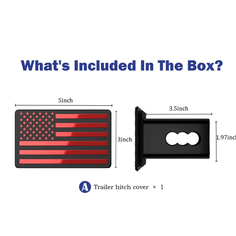 2 Inch Trailer Hitch Cover with American Flag, Heavy Metal
