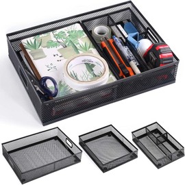 Soporte para monitor con almacenamiento, Organizador de almacenamiento para cajones debajo del escritorio - organizador de computadora y accesorios para oficina, hogar, escuela, color negro