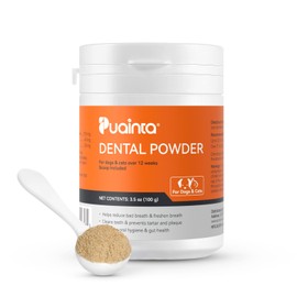PUAINTA Dog Teeth Cleaning Powder - Iron Paws Dental Powder for Dog Bad Breath Treatment Freshener - Dogs Plaque Off and Tartar Remover - Cat Dog Dental Care - All Breeds & Sizes-100g