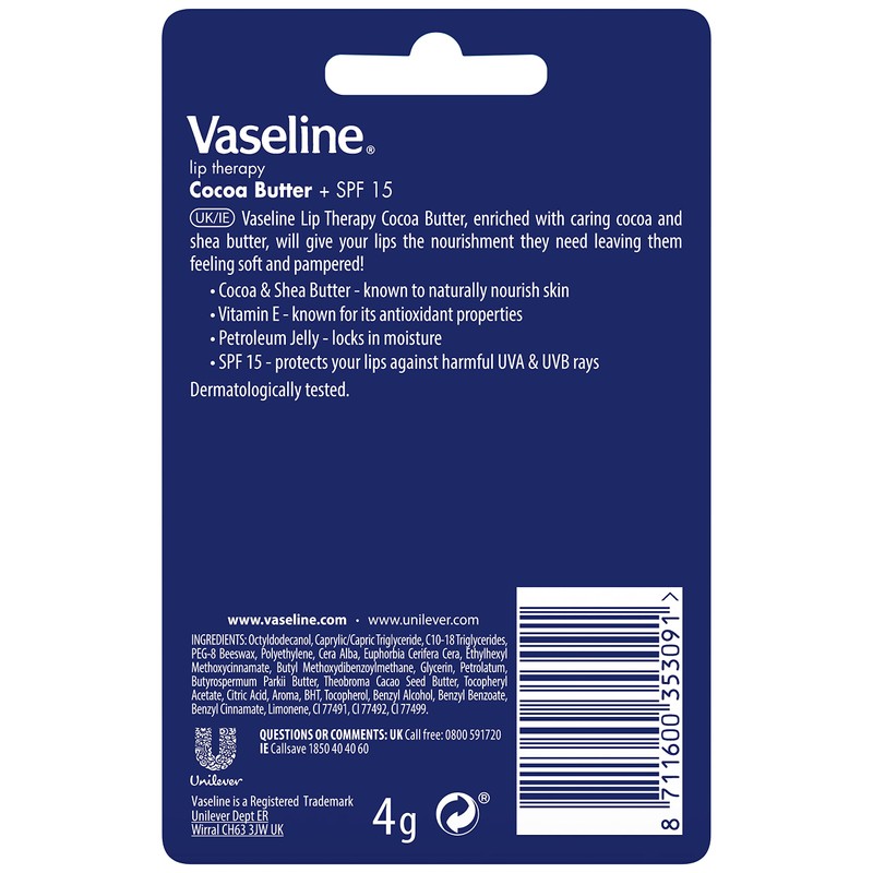 Vaseline Cocoa Butter Stick 8 x 4g