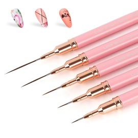 Artdone Nail Art Pens, Liner Brushes Set, 5PCS Pink Color Nail Tools For Long Lines, Thin Details, Fine Drawing, Liner Brush UV Gel Polish Painting Nail Design Sizes 5/8/12/20/25mm
