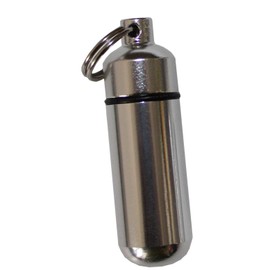 1 Pack Aluminum Pill Shape Case Keychain ID Holder Pet Ashes Urn Silver Metal