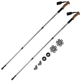 JELEX Nature Telescopic Walking Poles for Nordic Walking Adjustable, Includes Various Attachments for Outdoor Activities, Ultralight Hiking Poles with Antishock Technology (Grey Premium)