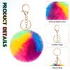 Otuuz 2 Pcs Fluffy Keychain Rainbow Pom Pom Keyring 3.9