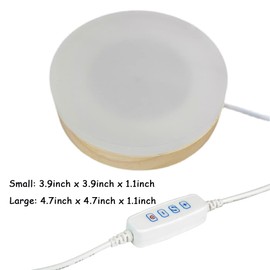 Primst 3 Colors Adjustable Light Display Base, Wooden Led Lighted Base Stand for Crystal Glass Vase Resin Art Home Decor (Large-4.7inch)