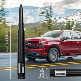 ENGIRETTE 7" Car Bullet Antenna, Truck Short Antenna Replacement - Anti Theft Design, Carwash Safe for GM Chevy Silverado GMC Sierra 1500 2500 3500 HD Avalanche Denali Accessories, Matte Black