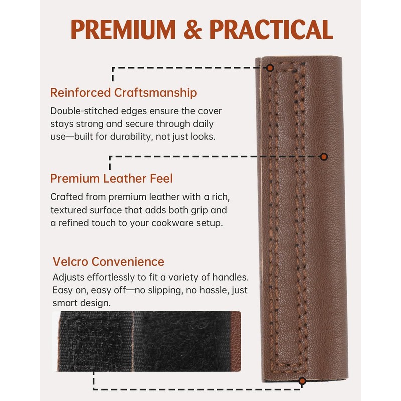 Leather Handle Covers for Made in Cookware - Compatible with