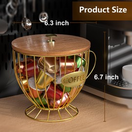 Coffee Pod Holder Large Capacity Black K Cup Holder Organizer for Counter - Coffee Bar Accessories Decor Station for Pods, Espresso, Capsules, Creamer(CC-Gold)