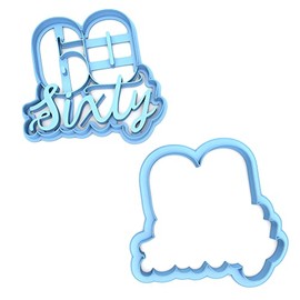 Sweet Prints Inc Set of 2 Lettered Number 60 Cookie Cutter - Dishwasher Safe (4")