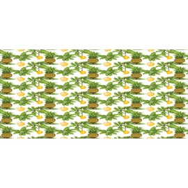 Ambesonne Tropical Pencil Pen Holder, Pineapple Mango Leaves Palmatia Botany Art, Ceramic Pencil Holder for Desk Office Accessory, 3.6" X 3.2", White Multicolor