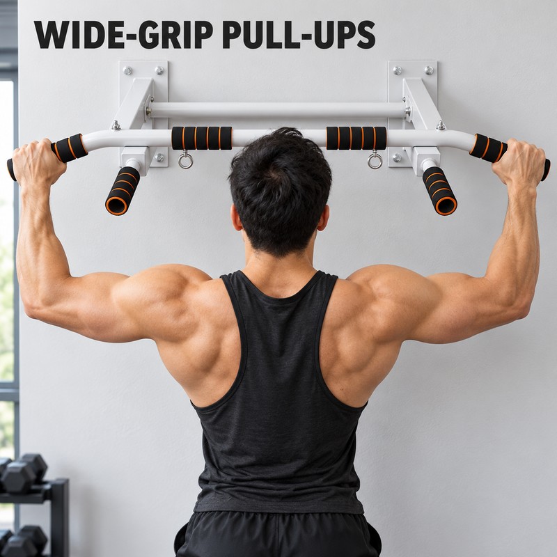 Wall Mounted Multi-Grip Pull Up and Dip Station with Adjustable