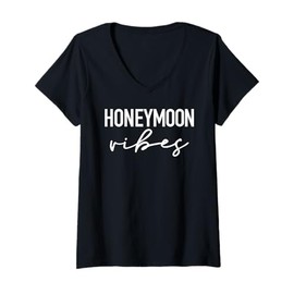 Womens Honeymoon Vibes for New Brides Wedding design men women V-Neck T-Shirt