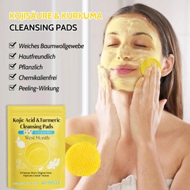 Shefave Turmeric Kojic Acid Pads, 120PCS Kojic Säure Cleansing Pads, Peeling Kojisäure & Kurkuma Cleansing Pads, Verbessern Sie stumpfe Haut/Gleichgewicht zwischen Öl und Wasser der Haut