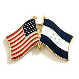 Honduras Friendship Double Flag Lapel Pin US Crossed Emblem Tie and Hat Pin Badge
