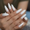 MISUD Extra Long False Nails Pure White Glossy Pointed Claw