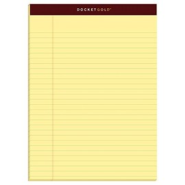 TOPS Docket Gold Writing Pads, 8-1/2" x 11-3/4", Legal Rule, Canary Paper, 50 Sheets, 6 Pack (99707), Original Version