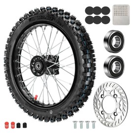 XIKOBY 14'' Front Wheel 60/100-14 2.50-14 Dirt Bike Tire Rim Assembly for 110cc 125cc SSR PW80 TTR110 YZ65 RM65 JR80 DS80 KX65 KLX110 CRF70 XR70 Taotao DB14 Baja DR70 Pit Bike Parts with 15mm Bearings