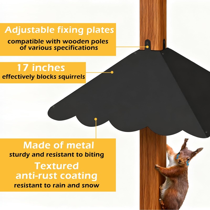 Firmlly Metal Squirrel Baffle for 4x4 Post, Outside Wooden Pole