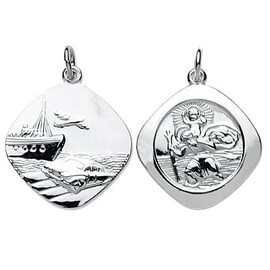 jewellerybox Sterling Silver Large Reversible Square St Christopher