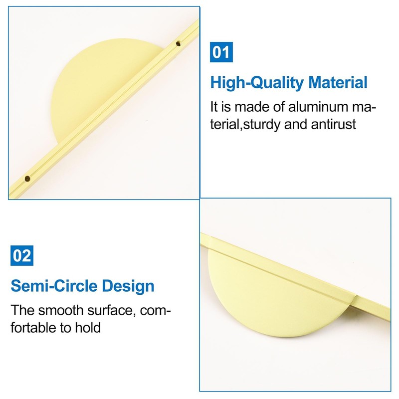 INCREWAY Brushed Gold Drawer Pulls, 2 Set Half Moon Drawer