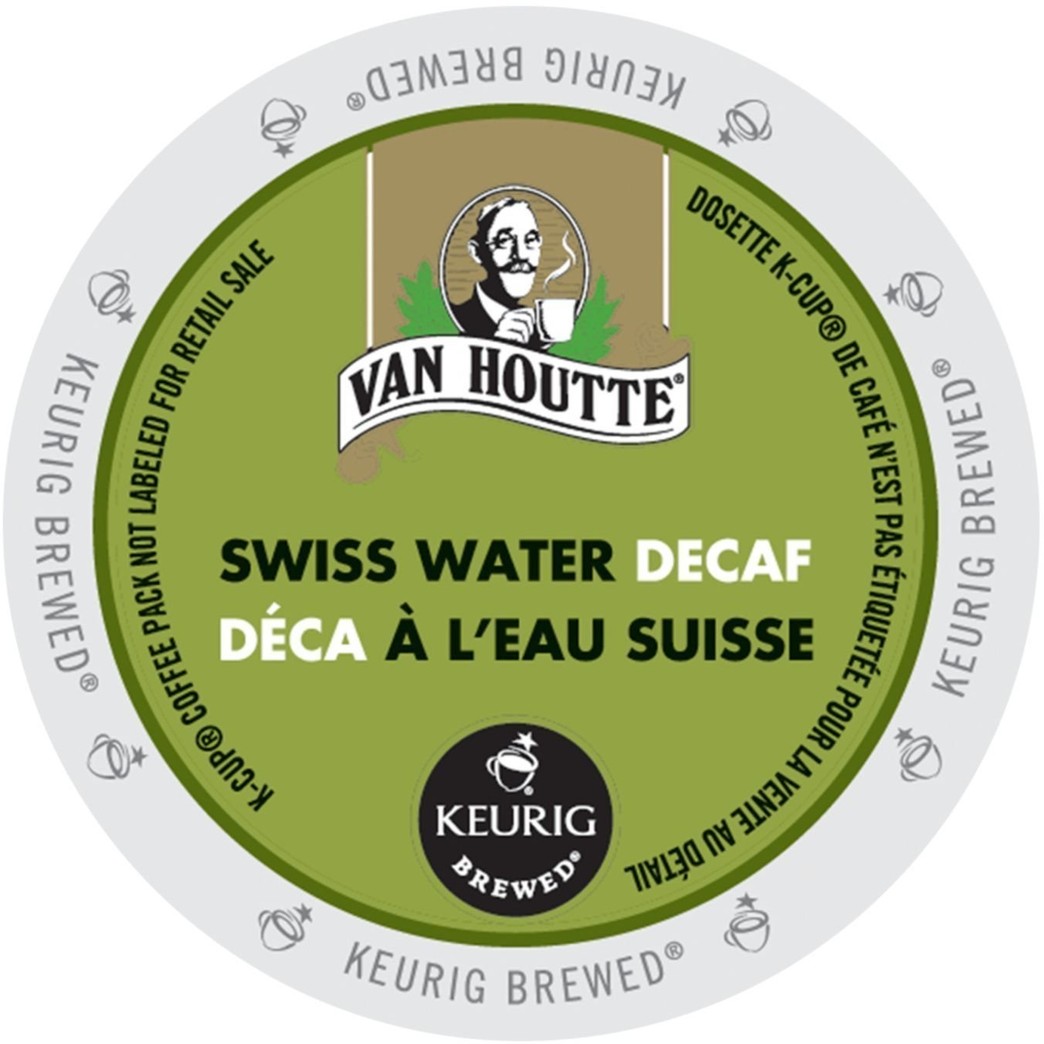 Van Houtte Cafe Swiss Water Decaf, Fair Trade & Organic Light Roast Coffee for Keurig Brewers, 24-Count K-Cups (Pack of 2)