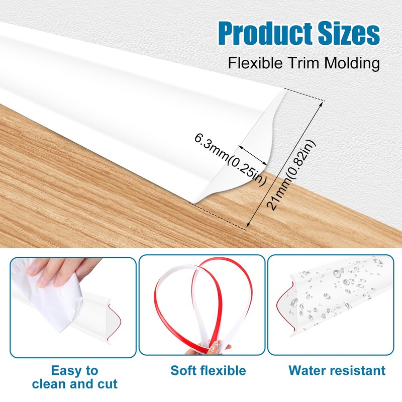 YESSZ Flexible Molding Trim,White Self Adhesive Wall Trim Mini Peel