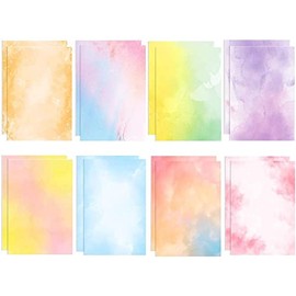 Stationary Paper 48 Pack of Watercolor Letter Writing Paper, Decorative Printer Stationery Sheets with Assorted Designs - Double-sided Printing - 8.5 x 11 Inch