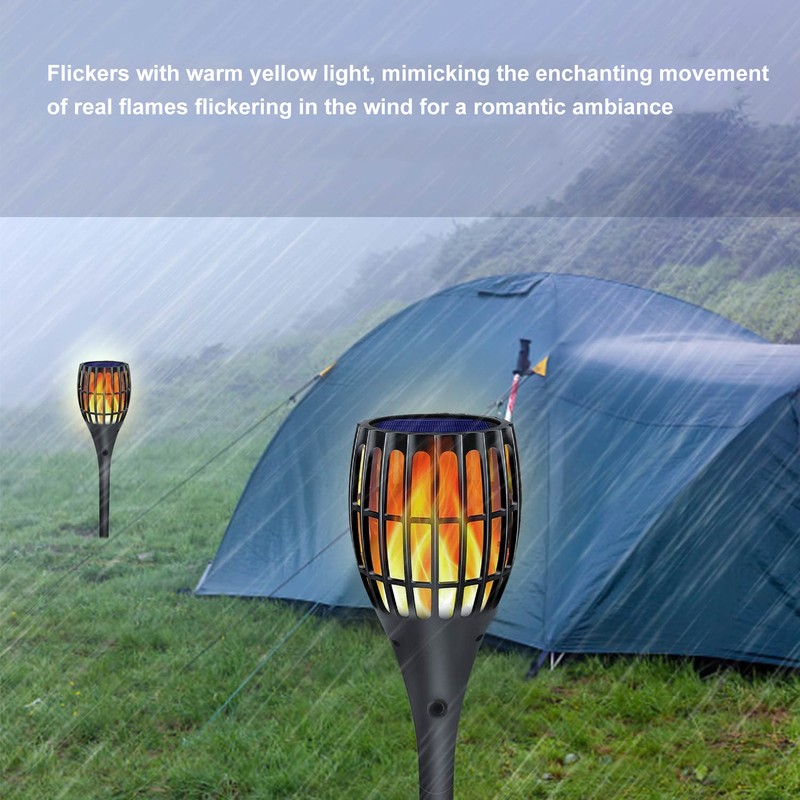 Solar Torch Lights with Flickering Flame Warm Yellow Waterproof Solar