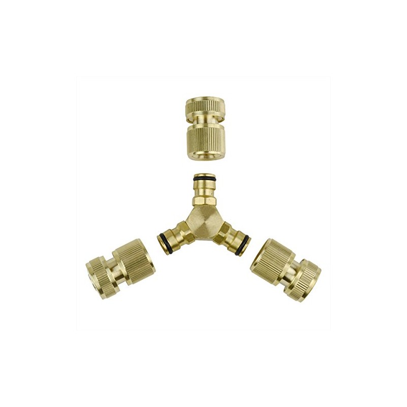 3 Way Coupling Water Garden Hose Male Fitting Joiner Adaptor