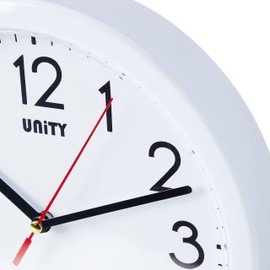 Unity Wall Clock, Hastings, Silent Sweep, Modern, White, 22 cm / 8.6-inch