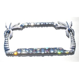 Palm Trees Chunky Mix AB and Clear Crystal Rhinestone License Plate Frame Bling