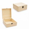 Barsha Space 9x9x4 Unfinished Wooden Box with Hinged Lid for