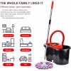 360° Spin Mop and Bucket w/wringer Set +2 Microfiber Refills