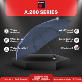 Knirps A.200 Medium Duomatic Pocket Umbrella - Compact and Storm Resistant - Wind Tunnel Tested, navy