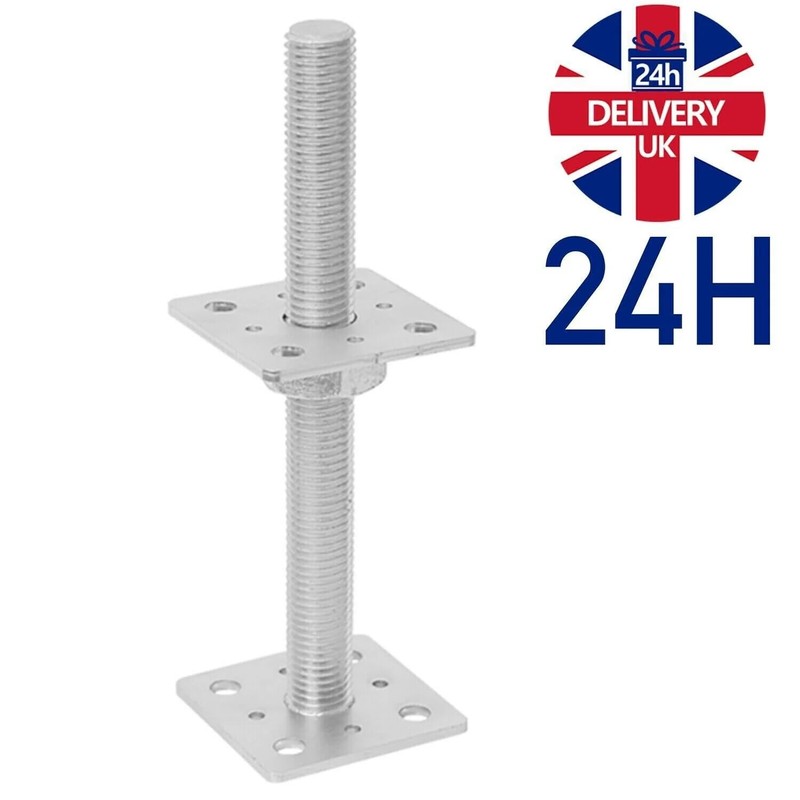 Heavy Duty Galvanised Adjustable up to 25cm Bolt Down Post