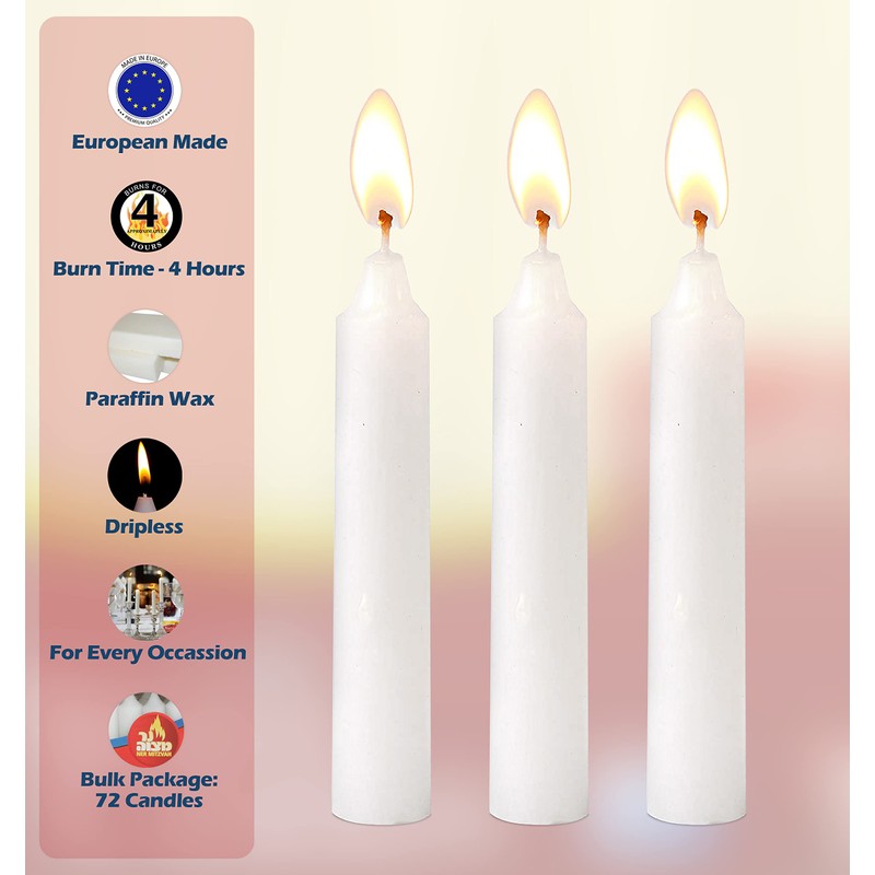Ner Mitzvah Classic White Taper Candles – 5 Inch Candles