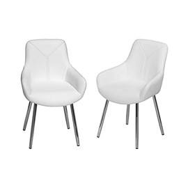 Gift Mark Childrens Chairs - Set of 2 Modern Style Kid's Upholstered Chairs - Sturdy Metal Leg Construction - Childs Activity Seats (White)