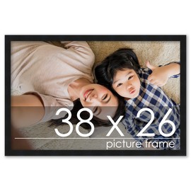 Poster Palooza 38x26 Frame Black Solid Wood Picture Frame | 0.75 Inch Moulding Width | Includes UV Acrylic Plexiglass, Foam Board Backing & Hanging Hardware