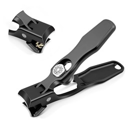 1PCS Ultra Sharp Stainless Steel Nail Clippers with Catcher, Strong Toenail Cutters for Thick Nails, Perfect for Thick Nails, Wide Jaw and Large Opening Nail Clippers for Adults, Men, and Women(Black)