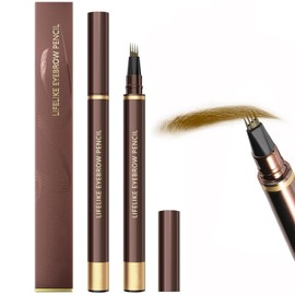 Tiejdhr 4 Tip Precise Eyebrow Pencil, Waterproof Microblading Eyebrow Pens, Four-Stroke Eyebrow Pen, 0.1mm Soft Nib, Smooth Liquid Flow Eye Brow Makeup Pen for Women (01# Light Brown)
