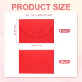 PATIKIL 4.1 x 2.8 Inch Mini Card Envelopes, 50PCS Cute Envelopes Holder with Heart Clasp for Birthday Weddings Favors Business Greeting Cards, Red